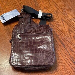 Travelon Brown Crocodile Pattern Travel Bag